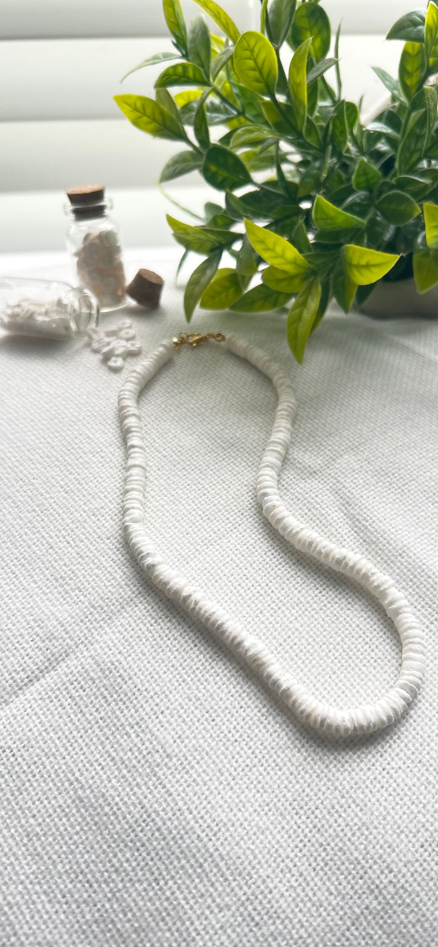 Minimalist White Heishi Bead Necklace