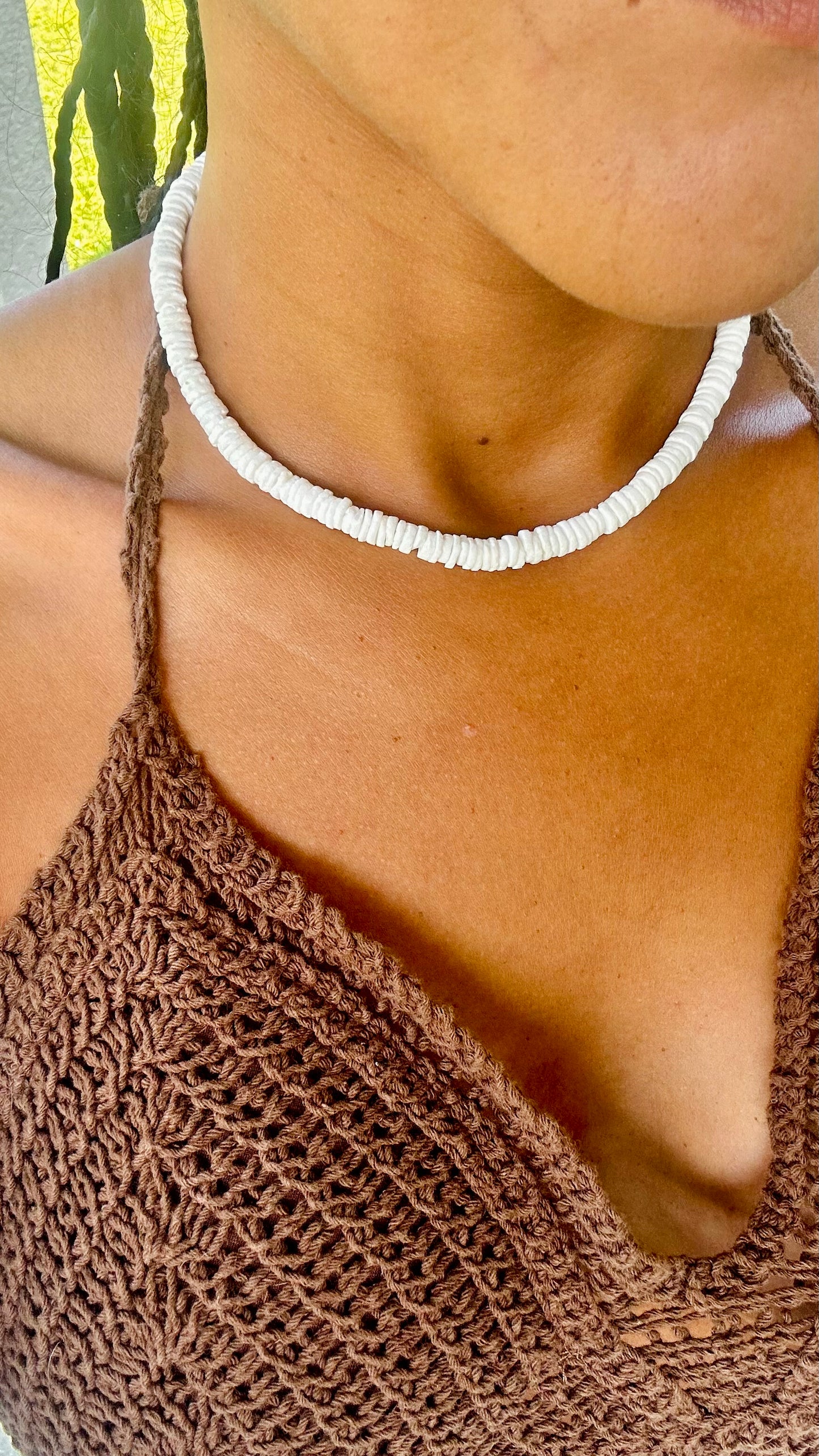 Minimalist White Heishi Bead Necklace