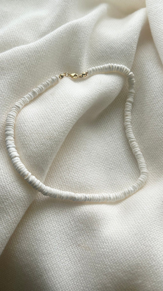 Minimalist White Heishi Bead Necklace