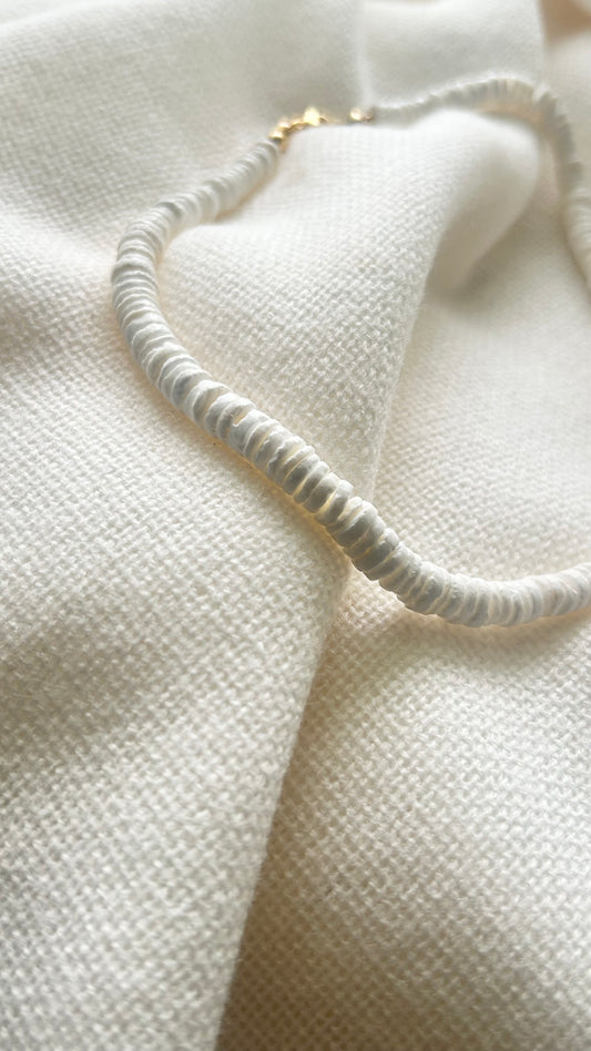Minimalist White Heishi Bead Necklace